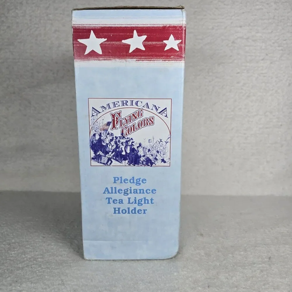 NIB Americana Flying Colors Pledge Allegiance Tea Light Holder Girl